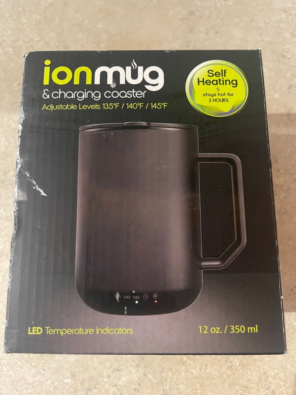 Self-Heating Charging Coaster Mug - Black